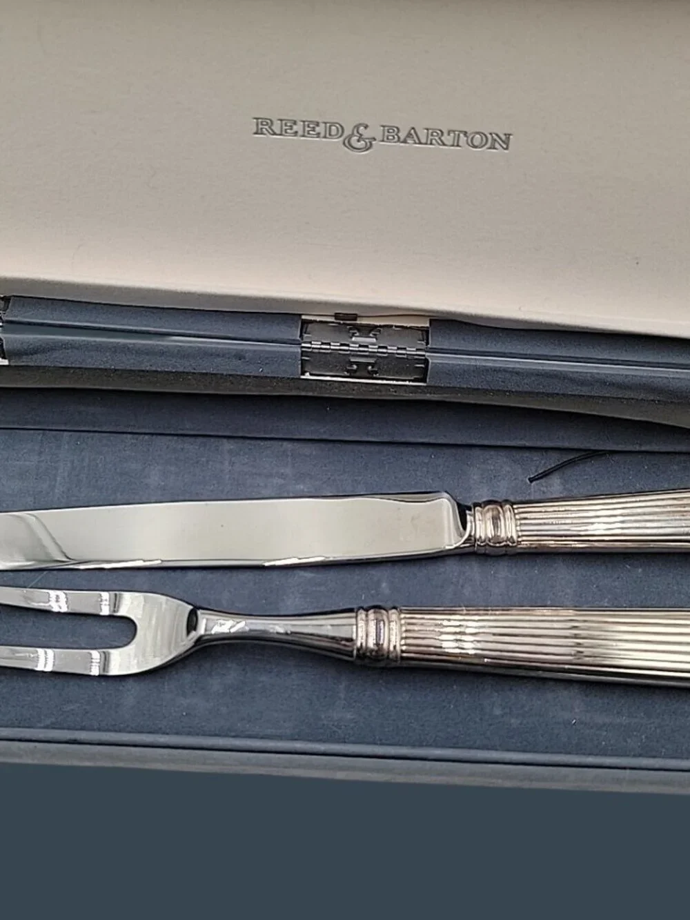 Vtg Reed Barton Williamsburg Peyton Carving Set Sterling Handles Original Case